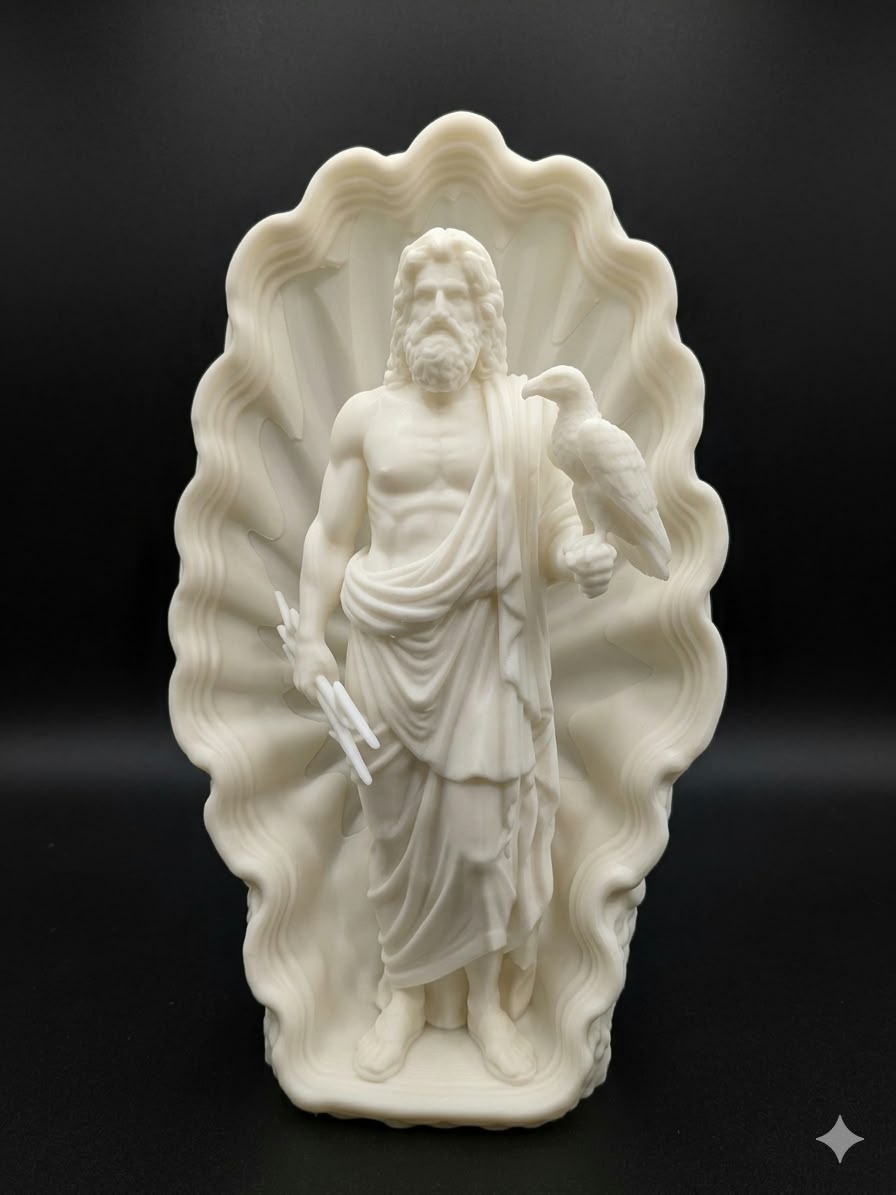 Zeus Greek God Lamp, God of Thunder Decor, Greek Mythology Light, Zeus Statue, Custom LED Color, 3D Printed Mythology Gift