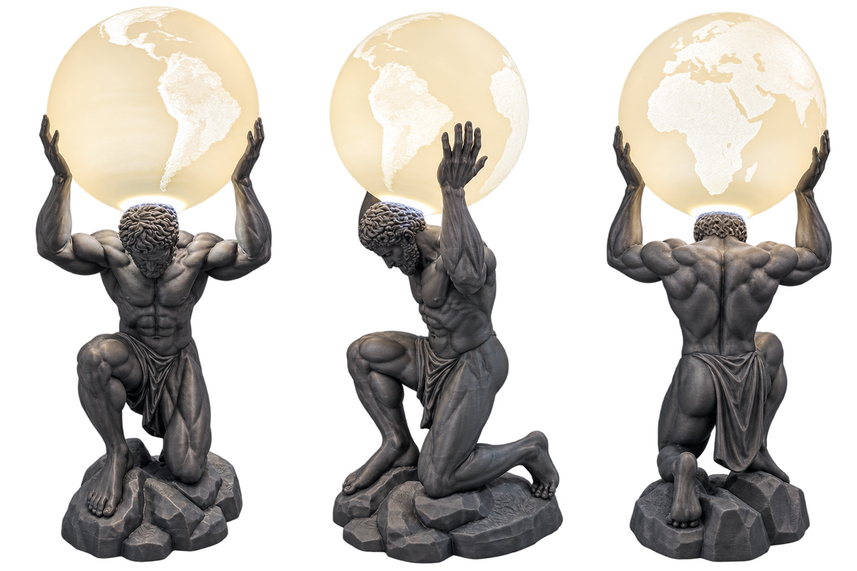 Atlas Holding the World – Illuminated Globe Lamp