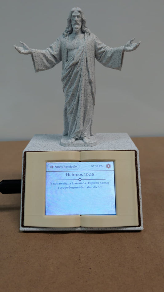 Bible Verse Display with Christ Figure – Daily Bible Verse Display, Christian Home Decor, Scripture Reader