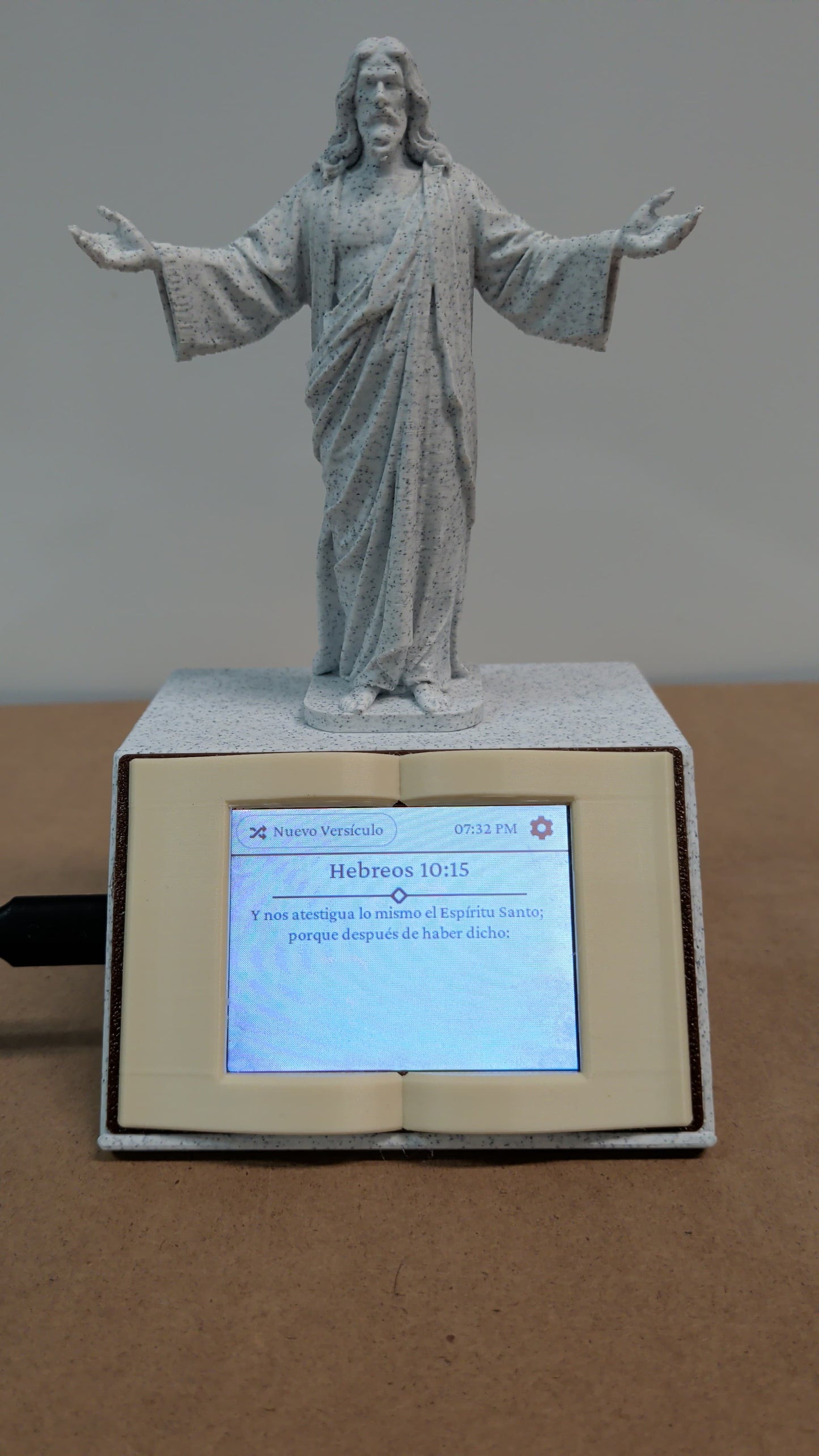 Bible Verse Display with Christ Figure – Daily Bible Verse Display, Christian Home Decor, Scripture Reader