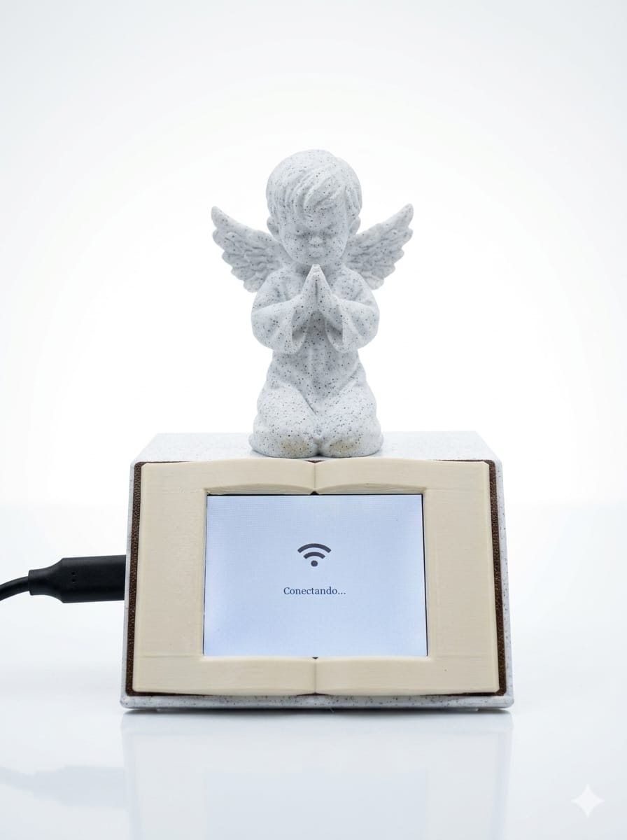 Daily Bible Verse Display with Angel Figurine – WiFi Connected Inspirational Scripture Device