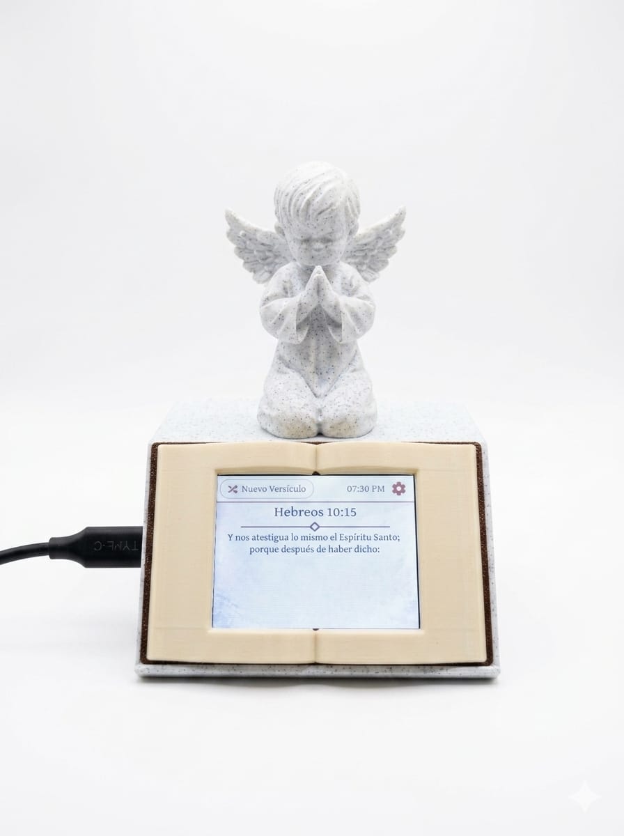 Daily Bible Verse Display with Angel Figurine – WiFi Connected Inspirational Scripture Device