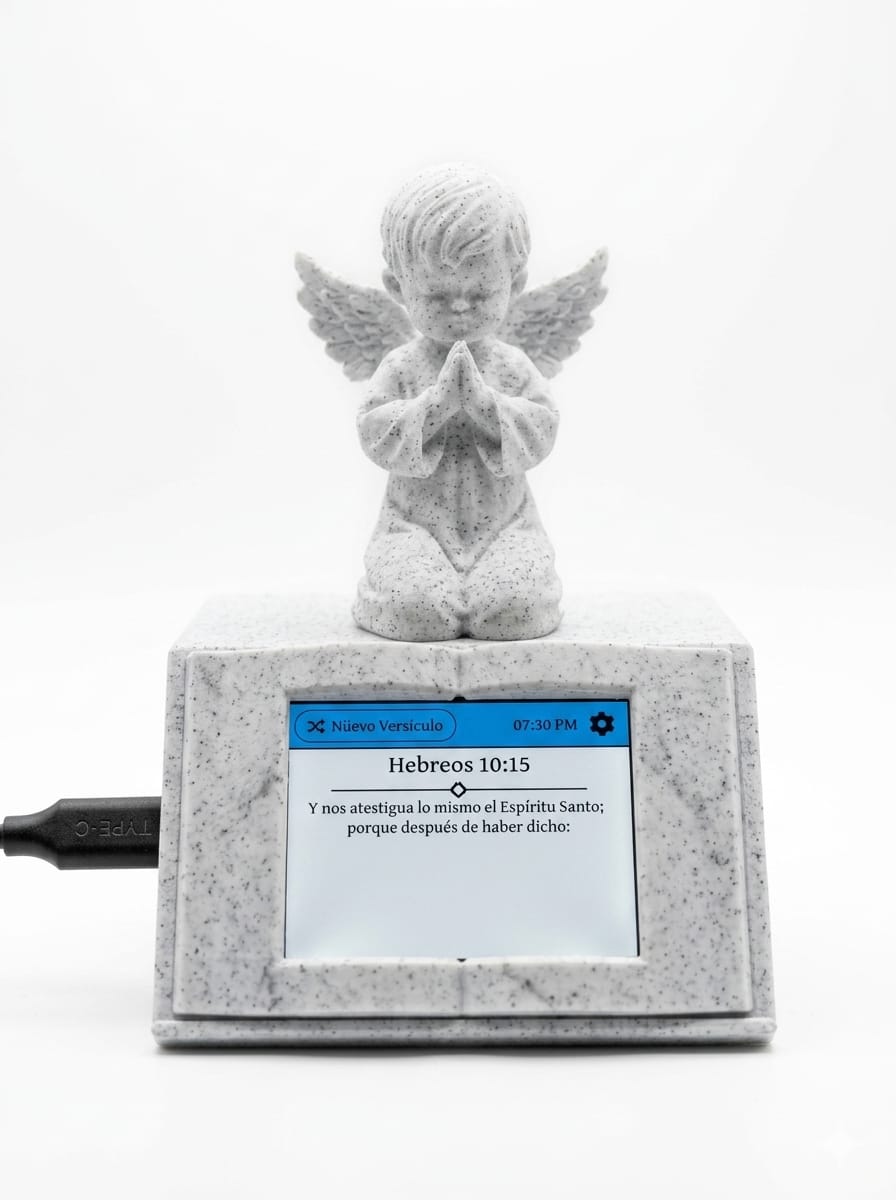 Daily Bible Verse Display with Angel Figurine – WiFi Connected Inspirational Scripture Device