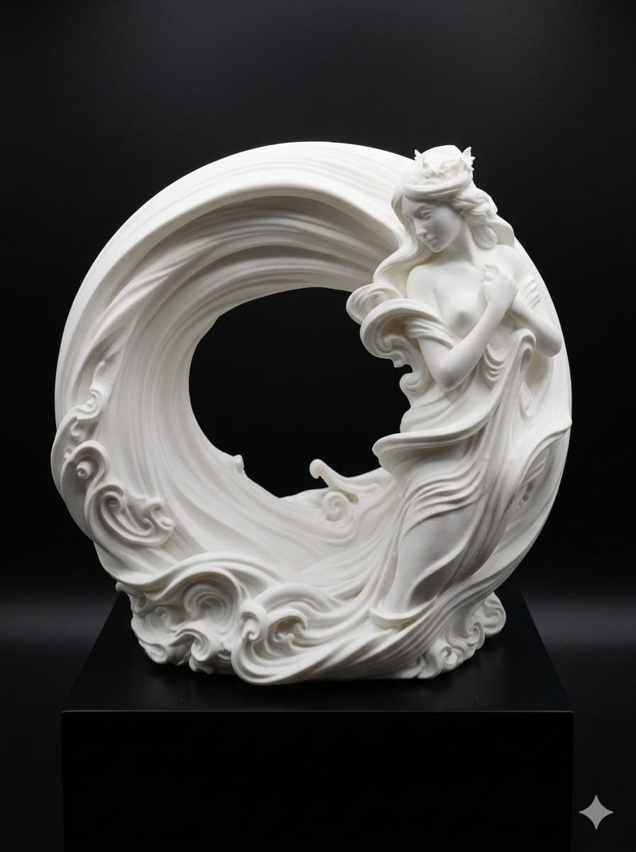 Abstract Wave Sculpture - Large 3D Printed Modern Home Decor - Contemporary Organic Art Piece