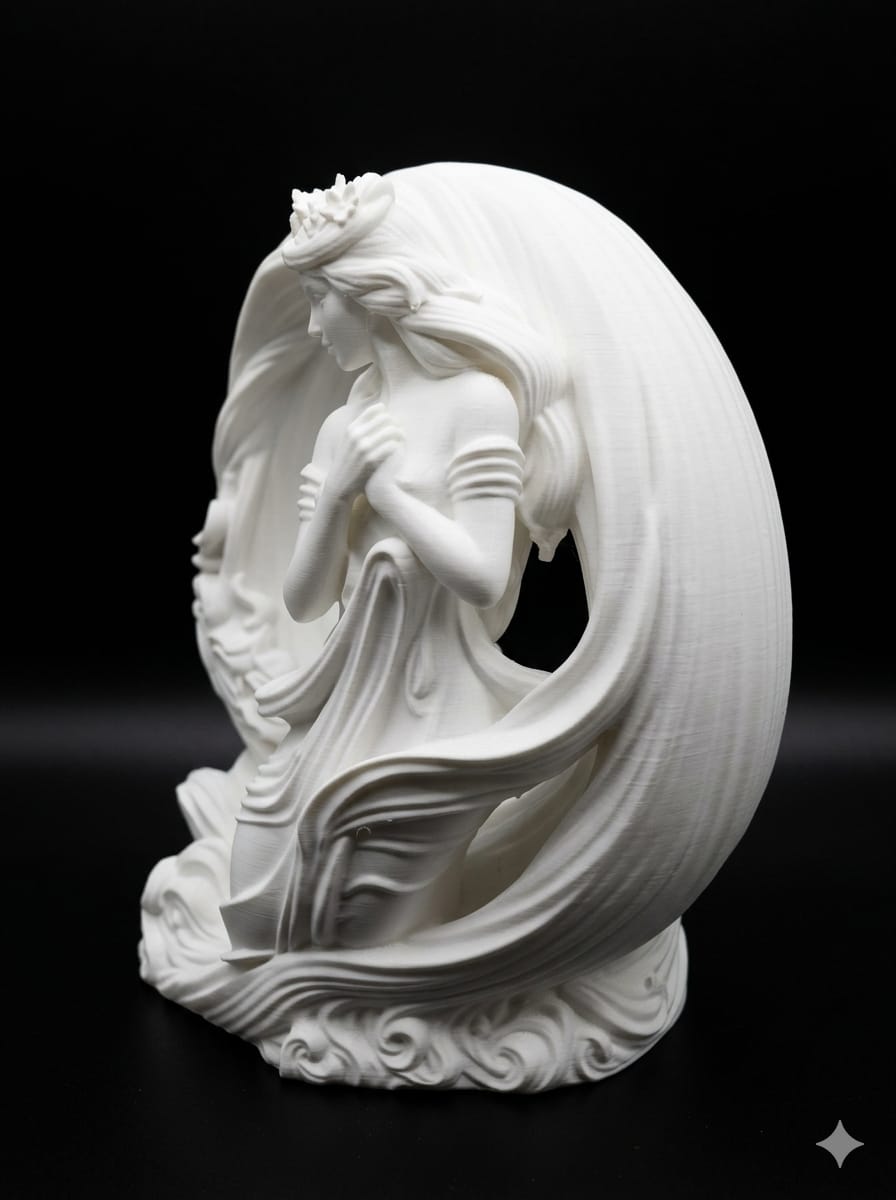 Abstract Wave Sculpture - Large 3D Printed Modern Home Decor - Contemporary Organic Art Piece