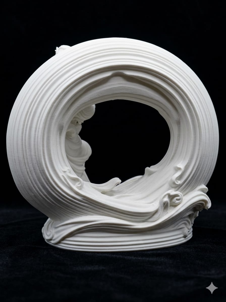 Abstract Wave Sculpture - Large 3D Printed Modern Home Decor - Contemporary Organic Art Piece