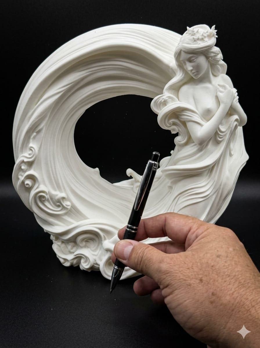 Abstract Wave Sculpture - Large 3D Printed Modern Home Decor - Contemporary Organic Art Piece