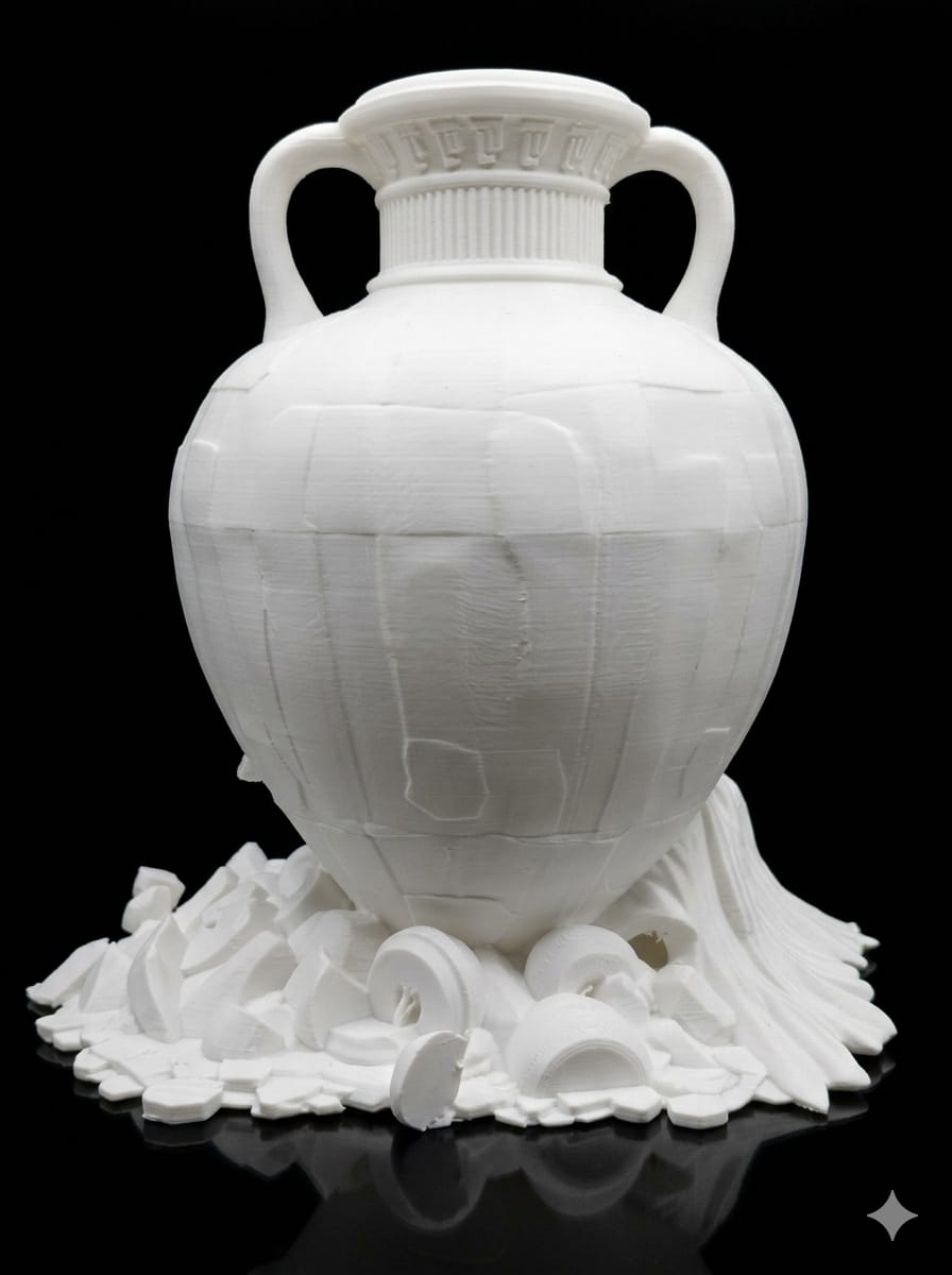 Broken Greek Vase Sculpture | Classical Goddess Statue | Large 3D Printed Home Decor