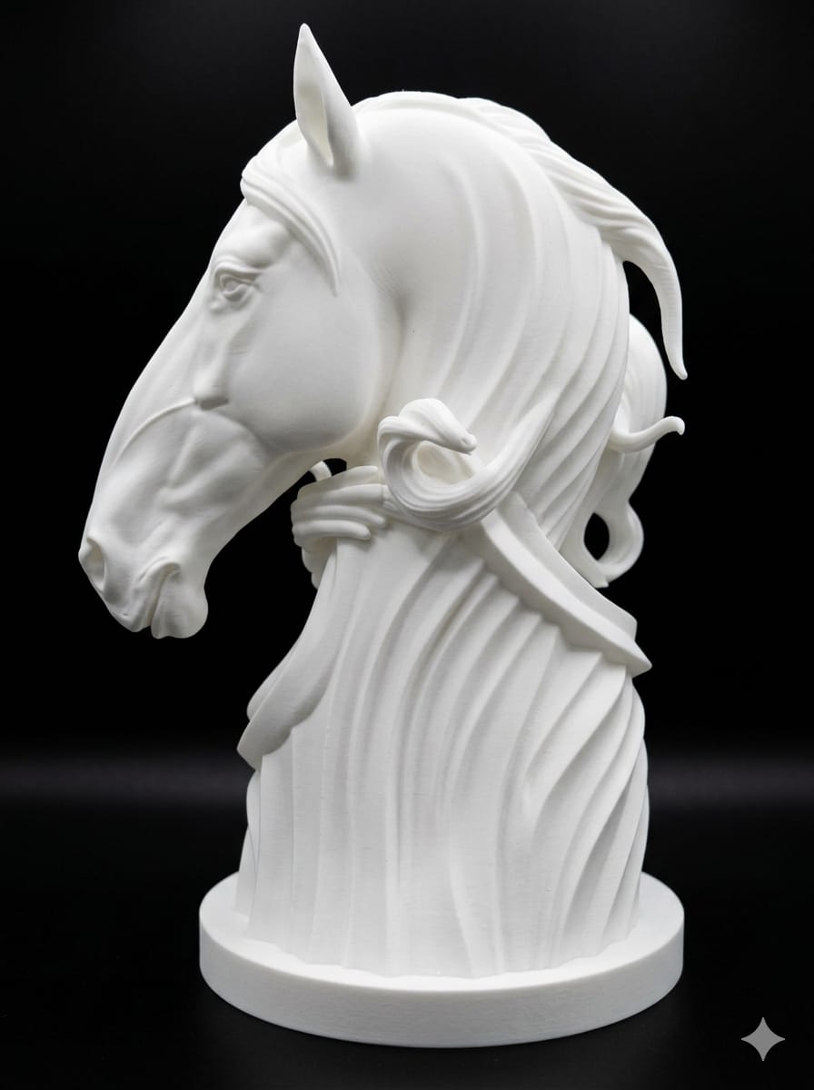 Elegant Woman & Horse Bust | 3D Printed Sculpture | Modern Home Decor | Fantasy Art Statue | Gift for Horse Lovers