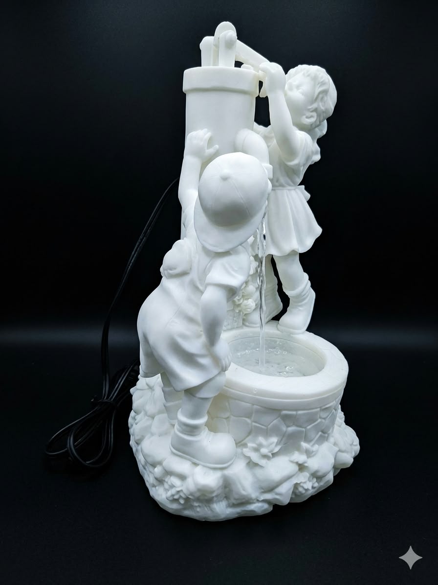 Vintage Children Water Well Fountain | 3D Printed Indoor Tabletop Water Fountain | Rustic Cottage Decor