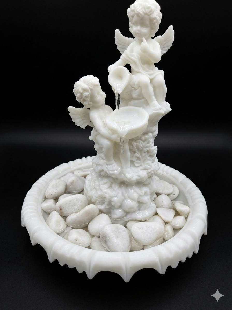 Cherub Angel Water Fountain, 3D Printed Indoor Tabletop Fountain, Romantic Angel Home Decor, Decorative Water Feature