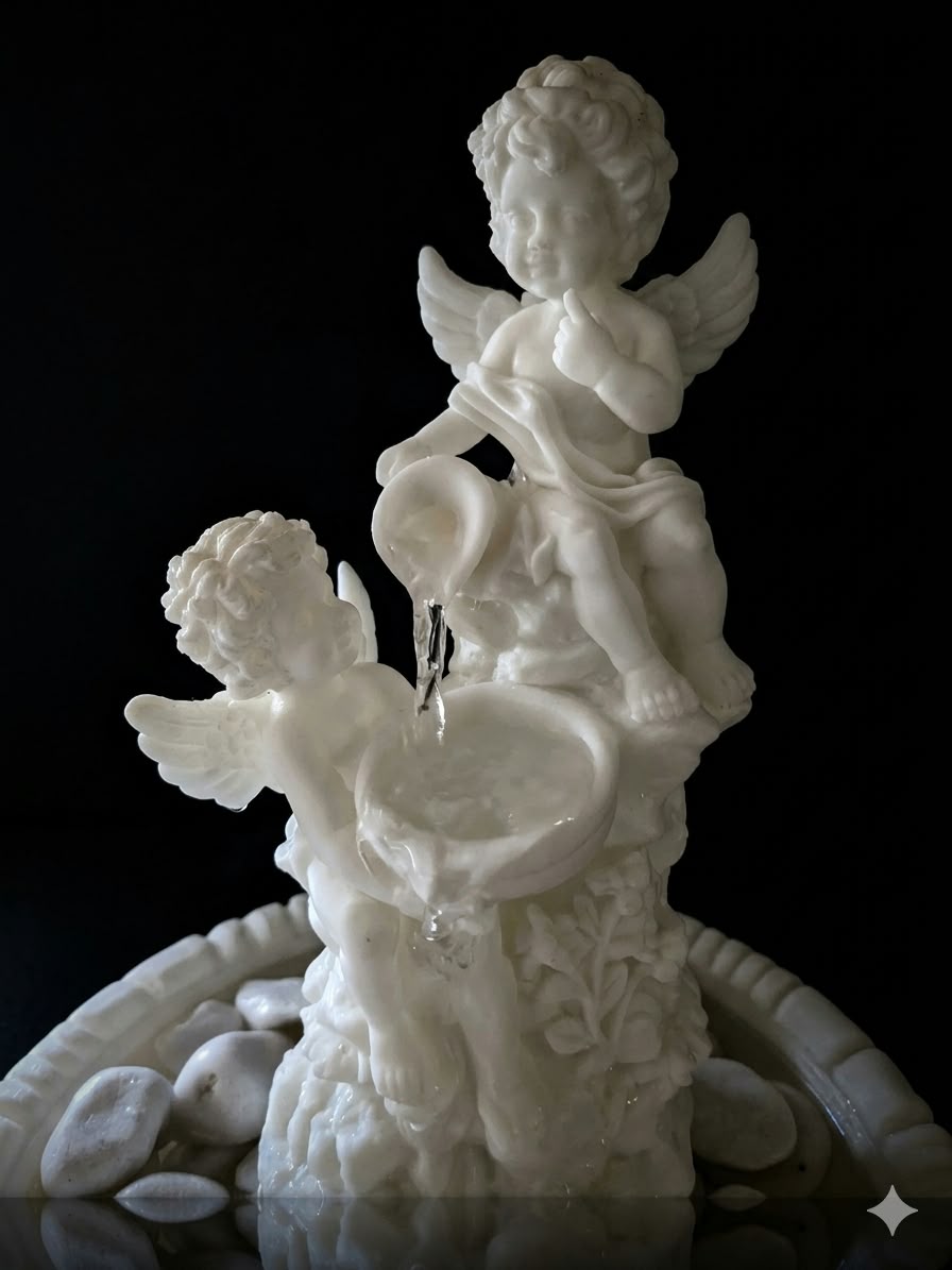 Cherub Angel Water Fountain, 3D Printed Indoor Tabletop Fountain, Romantic Angel Home Decor, Decorative Water Feature
