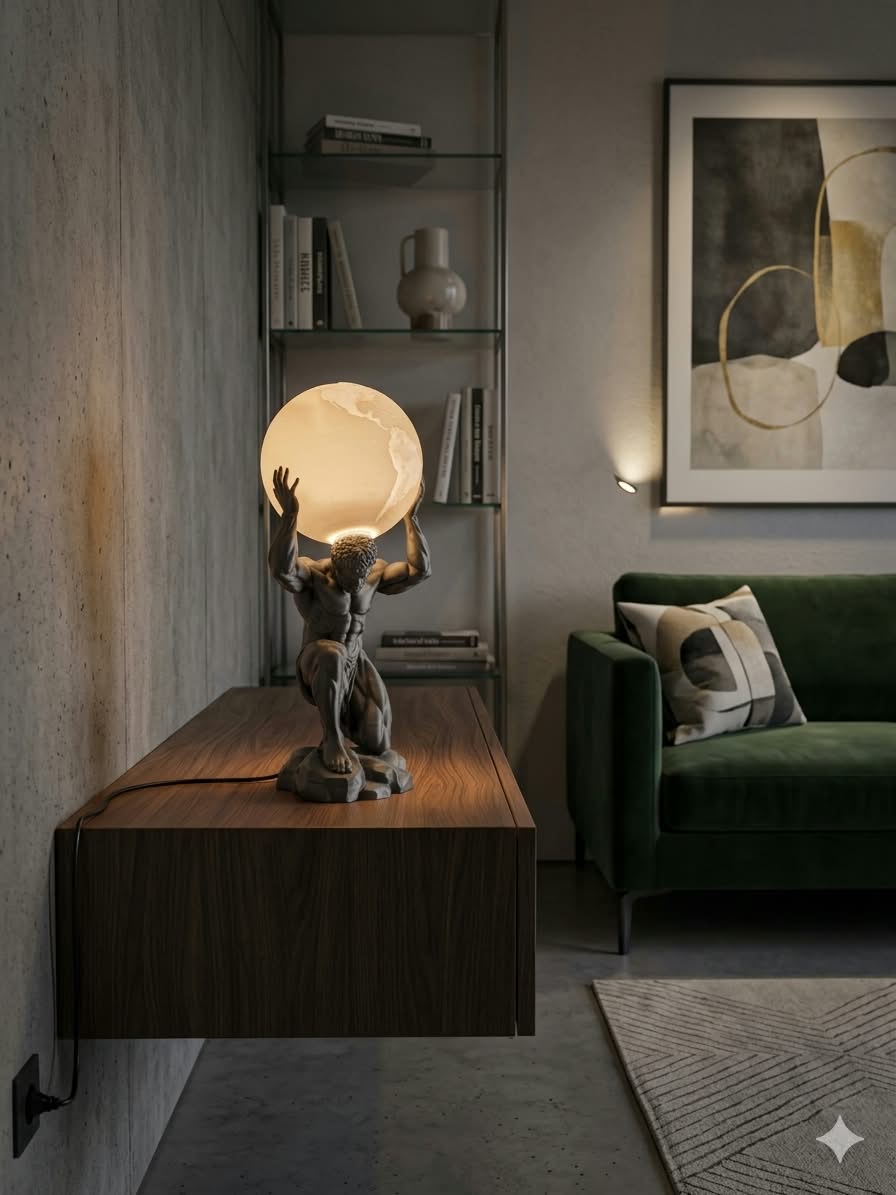 Atlas Holding the World – Illuminated Globe Lamp