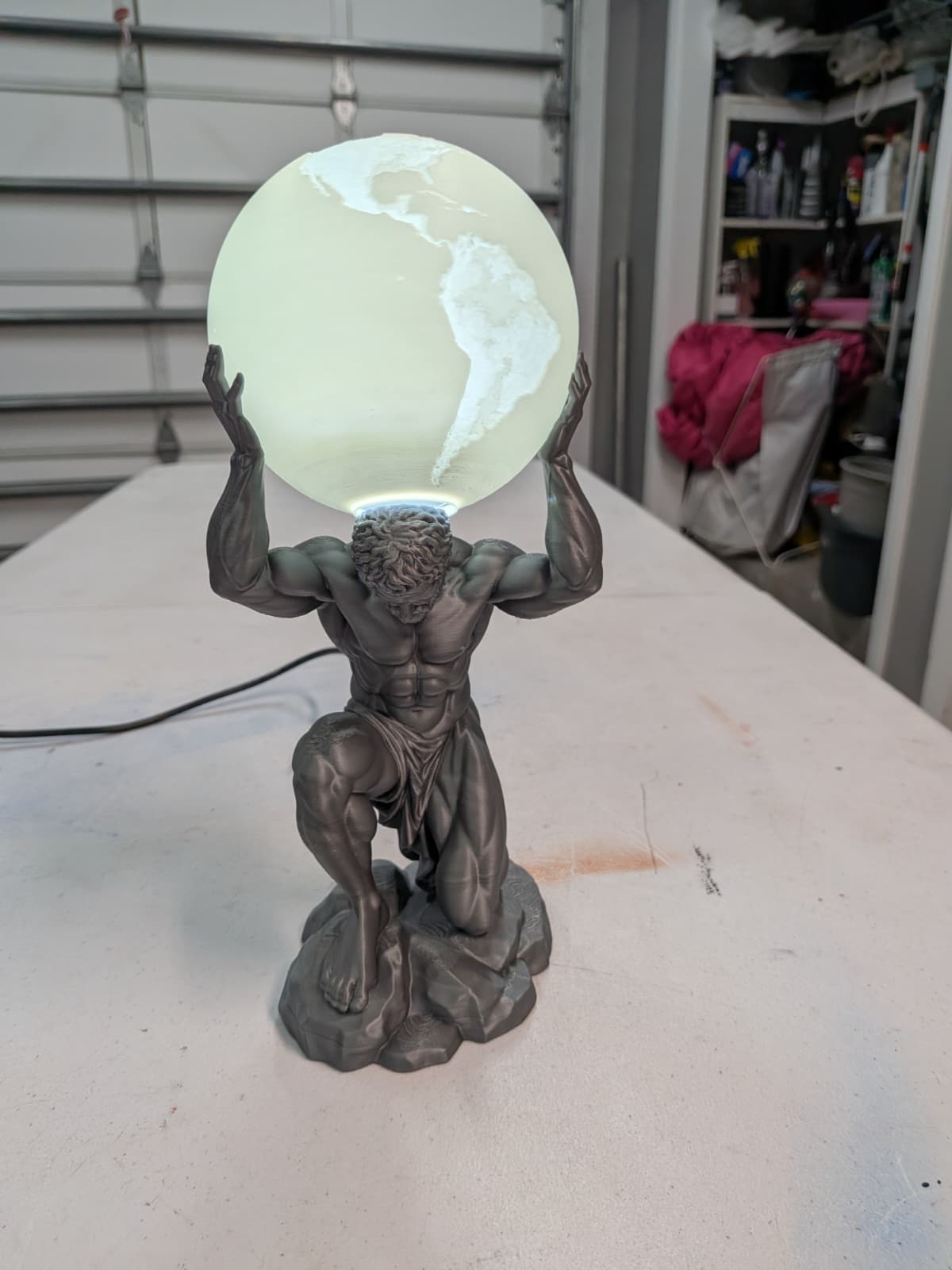 Atlas Holding the World – Illuminated Globe Lamp