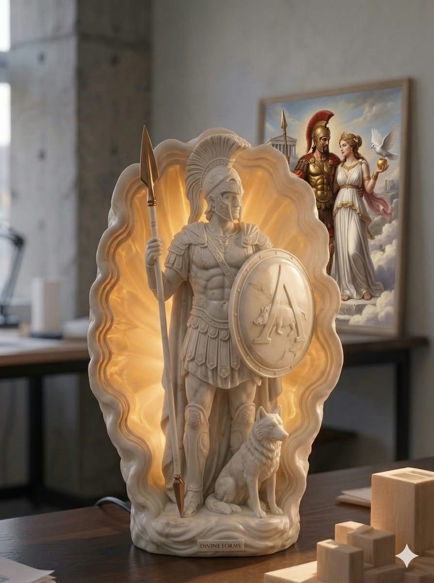 Apollo Greek God Lamp – 3D Printed Greek Mythology Statue Light – Custom LED Color – Classical Home Decor – Unique Mythology Gift