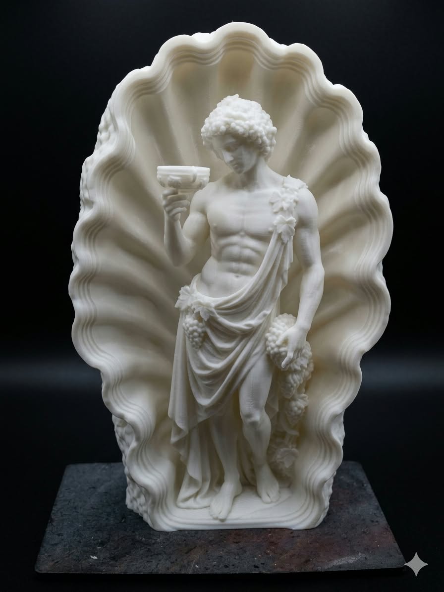 Dionysus Greek God Lamp, God of Wine Decor, Greek Mythology Light, 3D Printed Statue, Custom LED Color, Mythology Gift