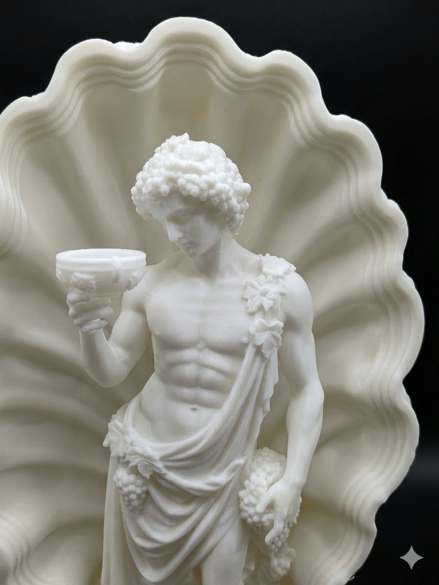Dionysus Greek God Lamp, God of Wine Decor, Greek Mythology Light, 3D Printed Statue, Custom LED Color, Mythology Gift