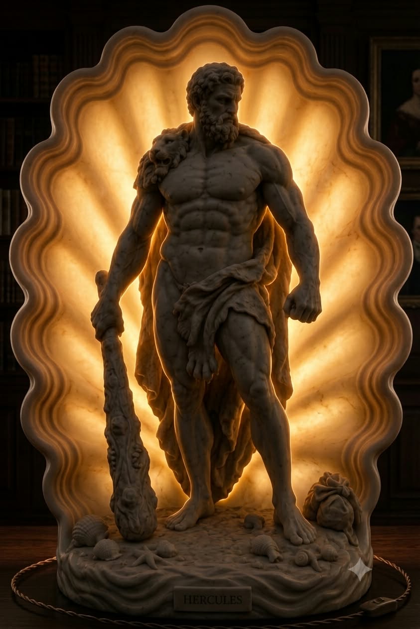 Hercules Greek Mythology LED Lamp – 3D Printed Heracles Sculpture