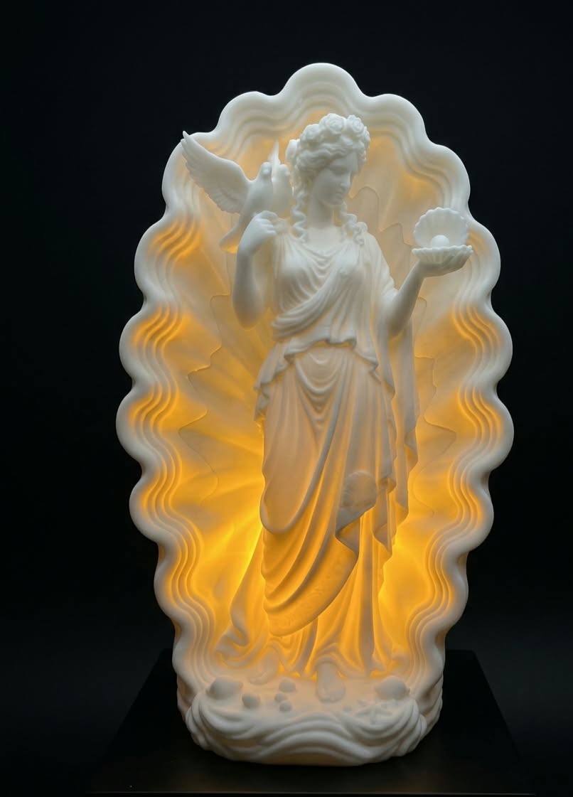 Aphrodite Greek Goddess Lamp – Greek Mythology LED Statue – 3D Printed Goddess Decor – Custom Light Color – Mythology Gift