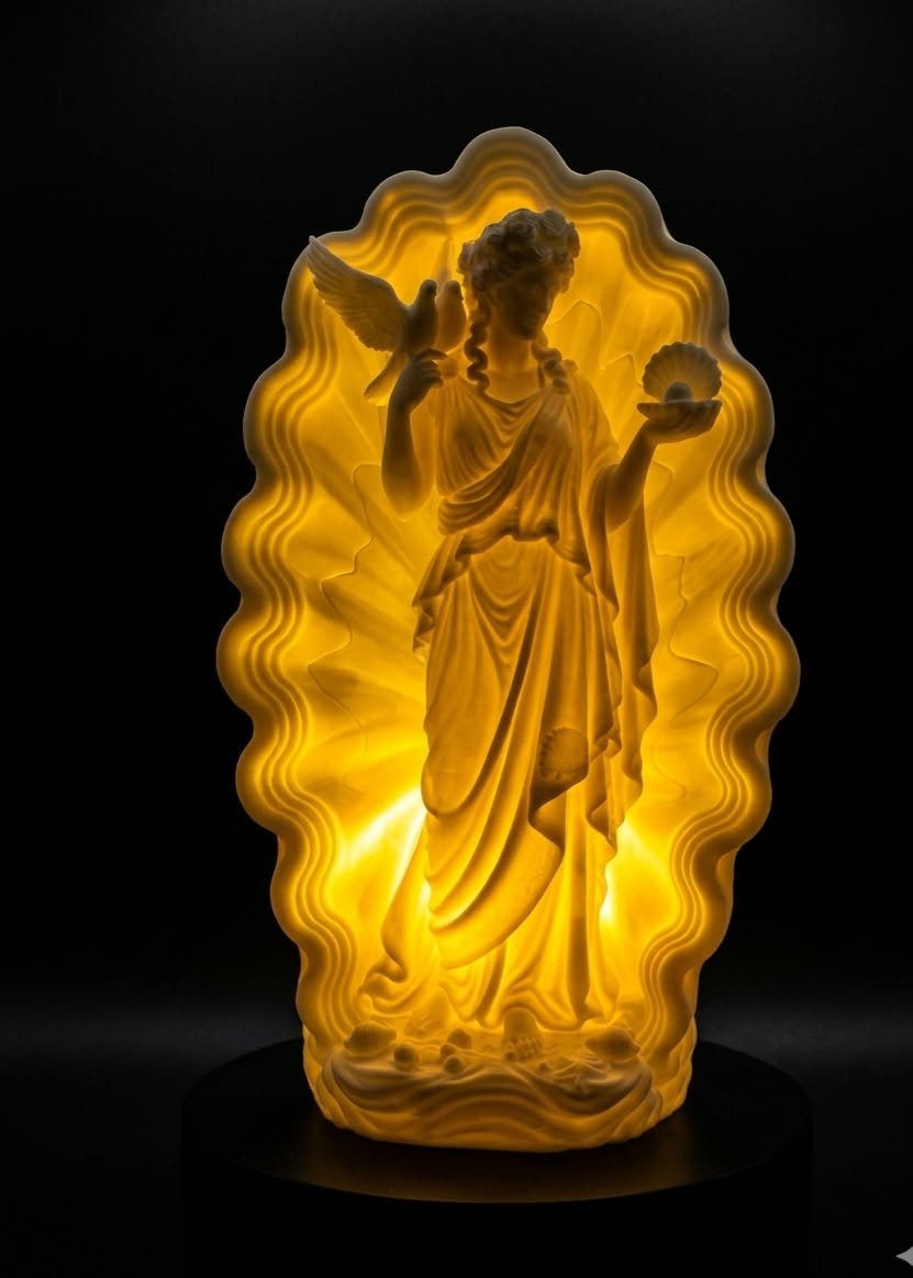 Aphrodite Greek Goddess Lamp – Greek Mythology LED Statue – 3D Printed Goddess Decor – Custom Light Color – Mythology Gift