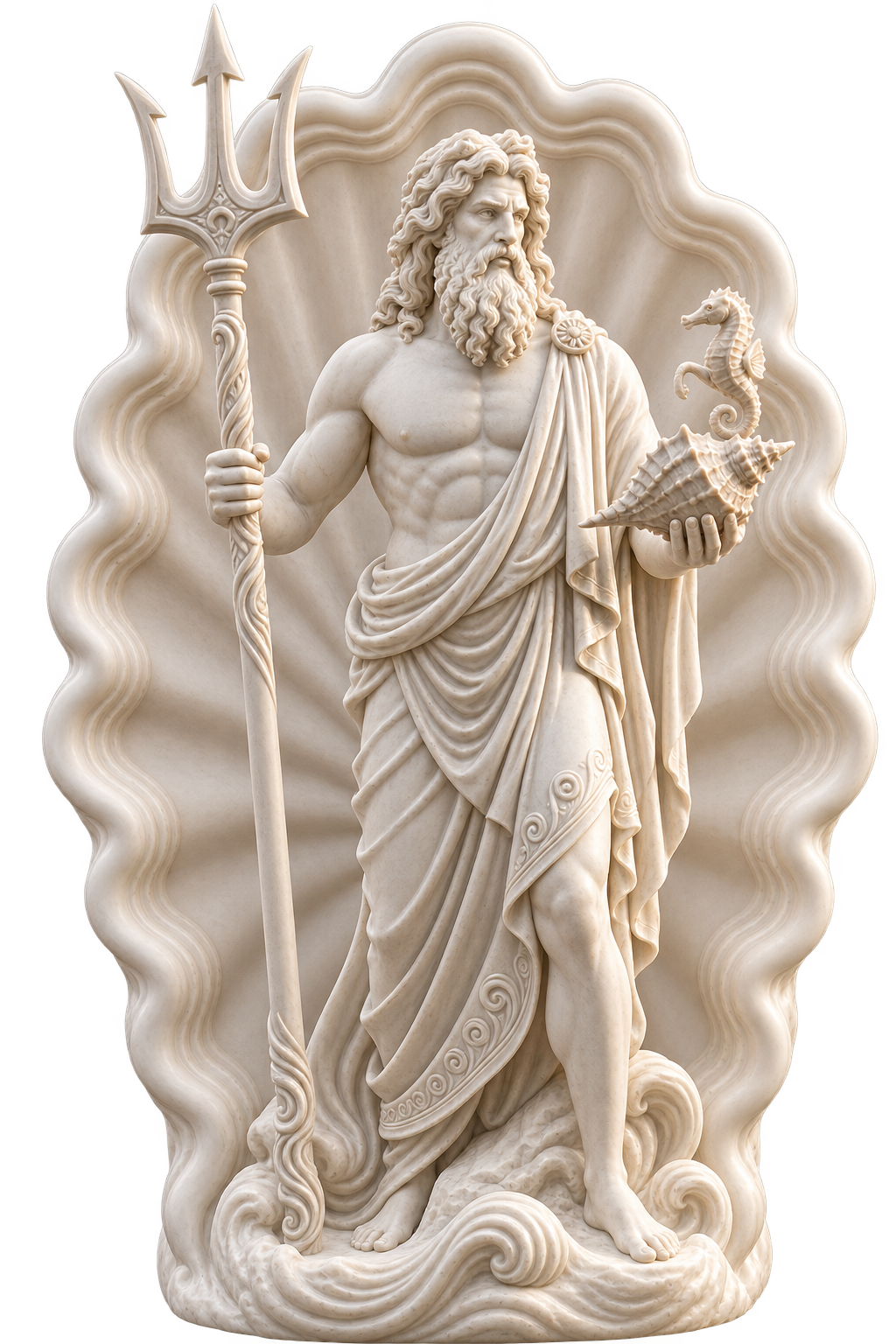 Poseidon Greek God Lamp – Greek Mythology LED Statue – God of the Sea Decor – Custom Light Color – Mythology Gift