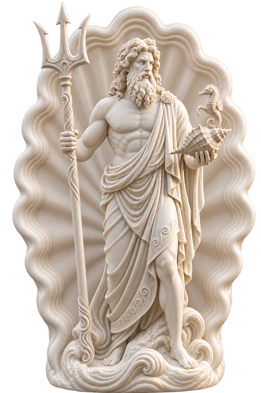 Poseidon Greek God Lamp – Greek Mythology LED Statue – God of the Sea Decor – Custom Light Color – Mythology Gift
