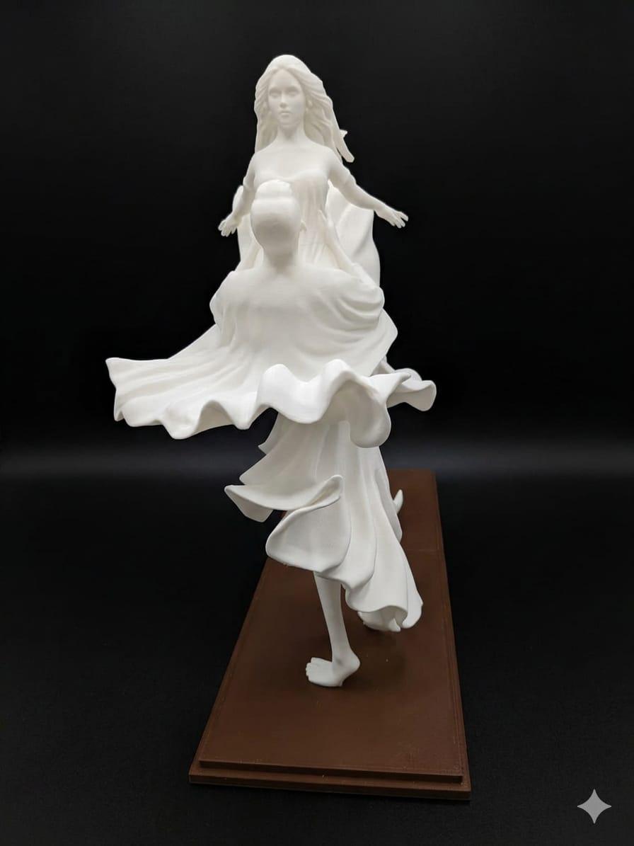 Elegant Dancing Couple Sculpture – 3D Printed Art Deco Style Figurine