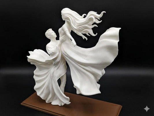 Elegant Dancing Couple Sculpture – 3D Printed Art Deco Style Figurine