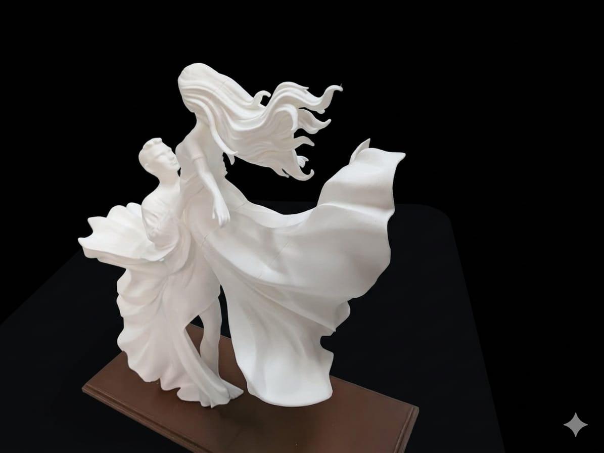 Elegant Dancing Couple Sculpture – 3D Printed Art Deco Style Figurine