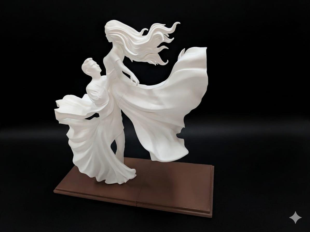 Elegant Dancing Couple Sculpture – 3D Printed Art Deco Style Figurine