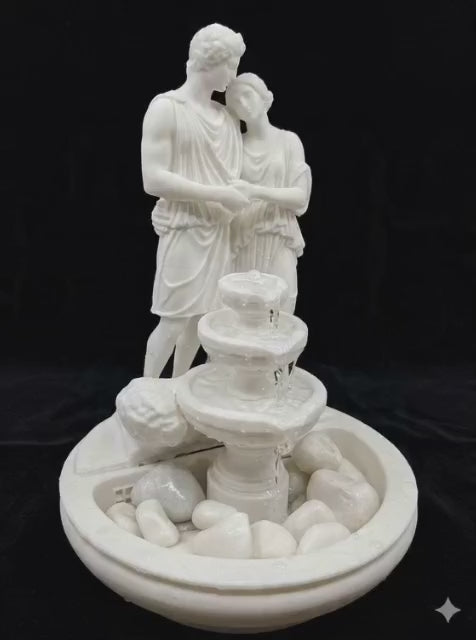 Romantic Lovers Water Fountain – 3D Printed Indoor Tabletop Fountain – Greek Statue Decor – Handmade Home Décor – Relaxing Water Feature
